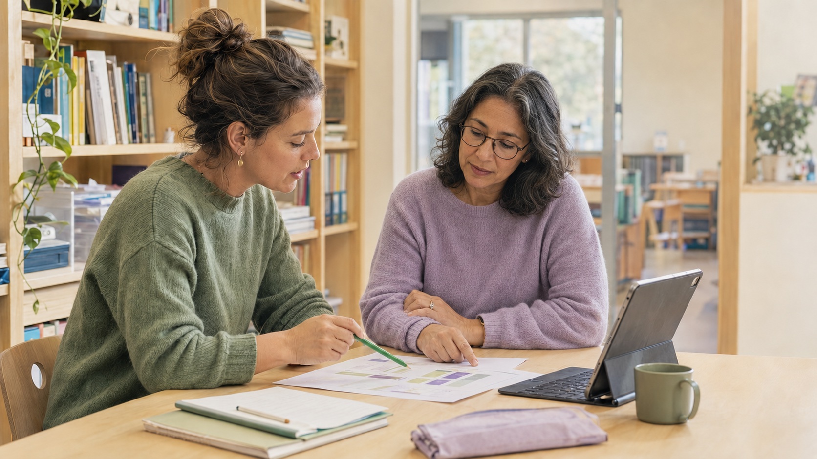 Leerkracht en IB'er in gesprek